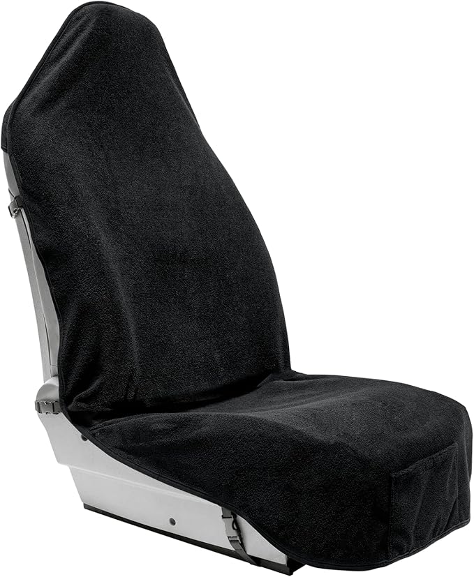 Terry Cloth Sweat Towel Seat Cover; Carseat Towel Protector; Great for Gym Workout; Waterproof; Universal Fit for Car SUV Van Truck; EZ fit; Non Slip Grip; Machine Washable; 1pc Black, Single by SGEdge