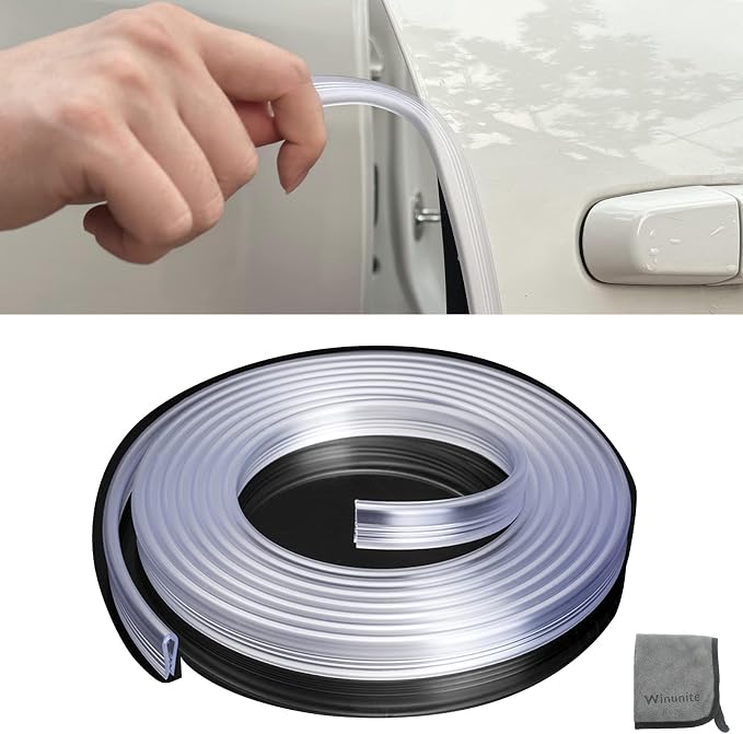 Winunite 32.8ft (10m) Self-Adhesive Car Door Edge Guards Clear | High transparency, U-shaped PVC, fits sedans trucks SUVs, reduces parking lot door dings, protects against paint chips by Winunite