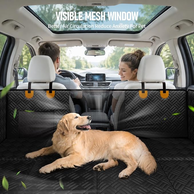 Dog Car Seat Cover for Back Seat, Hard Bottom Back Seat Extender for Dog | Back Seat Pet Cover for Dogs - Supports 400lbs, Waterproof Heavy Duty Scratch Proof, Dog Hammock for Midsize Cars/SUVs - Image 7