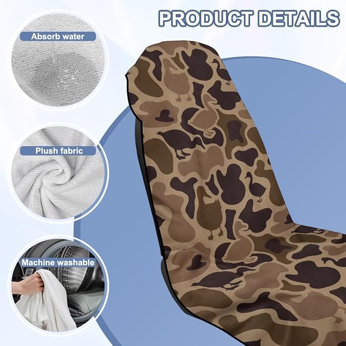 Camo Duck Car Towel Seat Cover Breathable Comfort Car Seat Cover Protector with Storage Bag Easy to Store for SUV Vans Sedans Trucks - Image 6