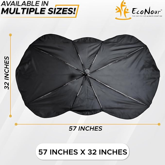 ECONOUR Car Windshield Sunshade Umbrella, Bendable Front Windshield Sun Shade for UV Protection & Interior Heat Reduction, Foldable Car Sunshade for Sedan & SUV - Image 3