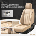 Coverado Car Seat Cover, Cover for Cars Full Seat, Premium Leather, Universal Fit Waterproof Seat Protectors, Car Seat Cushion Non-Slip for Most Cars-Beige - Image 2