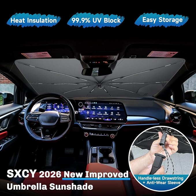SXCY for 2024 2025 2026 Chevy Traverse Windshield Umbrella Sunshade | [Easier Foldable] for 24-26 Chevy Traverse Accessories 2025 2026 Tr averse Sunshade Umbrella Windshield Umbrella Shade - Image 2