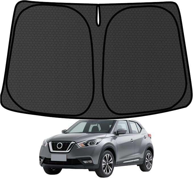Kicks Windshield Sun Shade for Kicks S, SV, SR 2018-2025 Blocks UV Rays Accessories,1:1 Custom Foldable Thickened Wear-Resistant Front Window Sunshade Visor,Keeps Your Car Cooler by Achaltiza