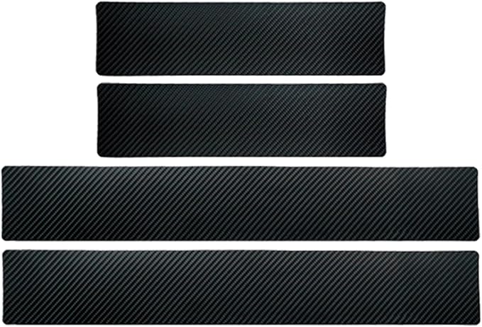 4 Pcs Carbon Fiber Car Door Sill Scuff Plate Auto Door Entry Guard Scratch Shield for GMC Sierra 2500HD Chevrolet Silverado 2500HD Auto Accessories (No Mark, 2500HD) - Image 3