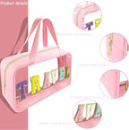 Bunliuys Chenille Letter Clear Makeup Bag Travel Patch, Travel Toiletry Makeup Bag with Handle, Nylon Waterproof Makeup Bags clear cosmetic bag, preppy patch makeup bag for Women (TRAVEL-Pink) - Image 3