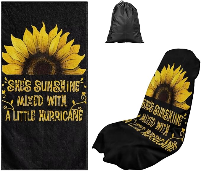 Sunshine Sunflower Car Seat Towel with Storage Bag Auto Interior Front Seat Towel Protector Sunflower Car Interior Accessories Universal Non Slip Waterproof Sweat Protector Beach Yoga Towels by YMPUDXFI