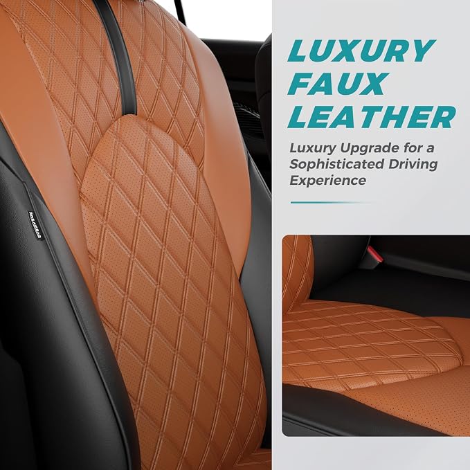 Custom Seat Covers for Toyota Grand Highlander 2024-2026 7 Seats | black brown, faux leather, 2nd row captain chairs, waterproof, breathable, airbag compatible, stain resistant - Image 2