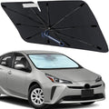 Windshield Sun Shade Umbrella for Toyota Prius 2016-2022 Front Window | Foldable Sunshade with 360° Rotating Shaft, Custom Fit Car Shades for Prius Accessories with UV & Heat Protection by Visufy