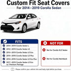 redblue Custom Fit Toyota Corolla Seat Covers for 2014-2019 L/LE/LE Eco | Black leather Seat Covers Full Set, Fit 2014 2015 2016 2017 2018 2019 Corolla L LE LE Eco, Front and Rear Car Seat Cover - Image 8
