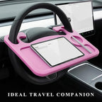Car Steering Wheel Desk, 2 in 1 Multipurpose Auto Seat Stand Tray for Food Drink Laptop, Portable Double Sided Vehicle Steering Wheel Table for Eating & Work, Car Accessories (Pink) - Image 6