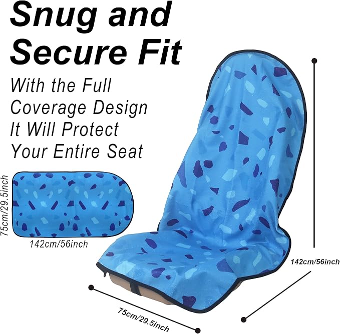 Car Seat Cover Protector Front Seats,for Gym Workout,Running,Swimming,Beach and Hiking,Waterproof Sweat Towel Bucket Seat Covers for Cars SUV Trucks (Blue Marbling, 2Pcs) - Image 3