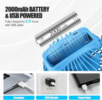 Portable Clip Fan Battery Operated,3 Speeds USB Rechargeable Mini Table Fan with Strong Airflow,360°Rotation Ultra Quiet Personal Desk Fan for Home Office Bedroom Dorm Stroller Camping - Blue - Image 3