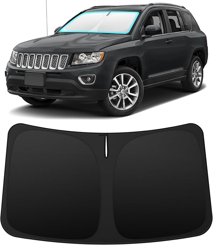 INSAUTO Custom Fit Windshield Sun Shade for Jeep Compass 2007-2016 | Foldable Front Window Sunshade Car Accessories, UV & Heat Reflector, Keeps Interior Cool, Includes Storage Bag by INSAUTO