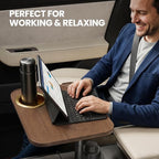 360° Adjustable Tesla Table: Car Tray Holds 2 Laptops (8kg) - 90% Less Shake on Rough Roads - Tool-Free 3s Setup - Solid Wood Platform - With cup holder - car desk for laptop - Image 2