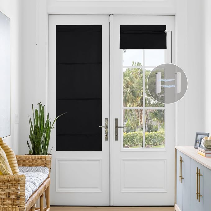 NICETOWN Black Magnetic Roman Shades No Drill Curtain for Kitchen Windows | Room Darkening, Front Back Window Covering, Easy Installed Door Blinds, Adjustable Roller Shade, 1 Panel, 27" W x 64" L - Image 8