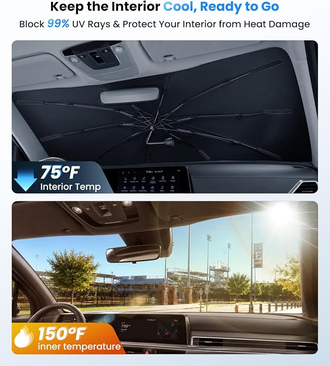 Zanch 2026 Upgraded Windshield Sun Shade Umbrella: Custom Fit for Kia Sportage 2016-2026 Front Window Sunshade, Block UV Rays & Keep Car Cool, 1:1 Scan for Sportage, No Gaps & No Scratches. - Image 2