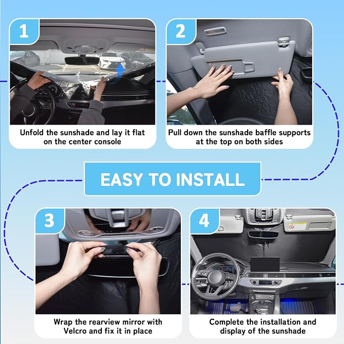 Custom Fit Windshield Sun Shade for Mazda CX5 2013-2016 | Blocks UV Rays and Sun Heat, Helps Reduce Interior Temperature, Protects Dashboard from Fading, Folds Easily for Storage - Image 6
