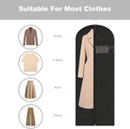 Dress Bags for Gowns Long, 60'' Garment Bags for Hanging Clothes, Suit Bag Cover for Storage and Travel (Black) - Image 3