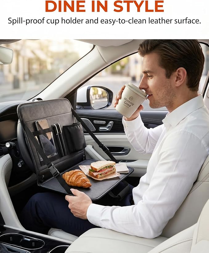 NEVERLAND Car Steering Wheel Desk for Laptop - 3-in-1 Car Tray | Fits < 15.75" Wheels, Portable, Car Desk Table Tray for Commuters and Kids, Holds 15" Laptops & 6.6 lbs Load - Image 4
