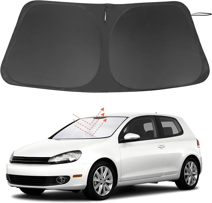 Windshield Sun Shade for 2009-2014 Volkswagen Golf/Rabbit/GTI | Full covered for windshield, Foldable & Durable, Block UV Rays, Reduce Heat, Easy to install, Keep Car Cooler by LHFLIVE