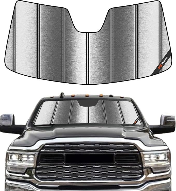 Pigenius Windshield Sunshade for Ram 2500/3500/4500/5500 2019-2024 with 5 inch Wide Sensor Front Window Shade - Metallic by Pigenius