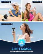 PlayHot Portable Handheld Turbo Fan, Travel Essentials, Gifts for Women/Men | 5-Speed, Up to 12H, 10m/s Airflow, USB-C Rechargeable, LED Display, 3-in-1 Foldable Personal Fan for Cruise, Beach, Vacation - Image 4