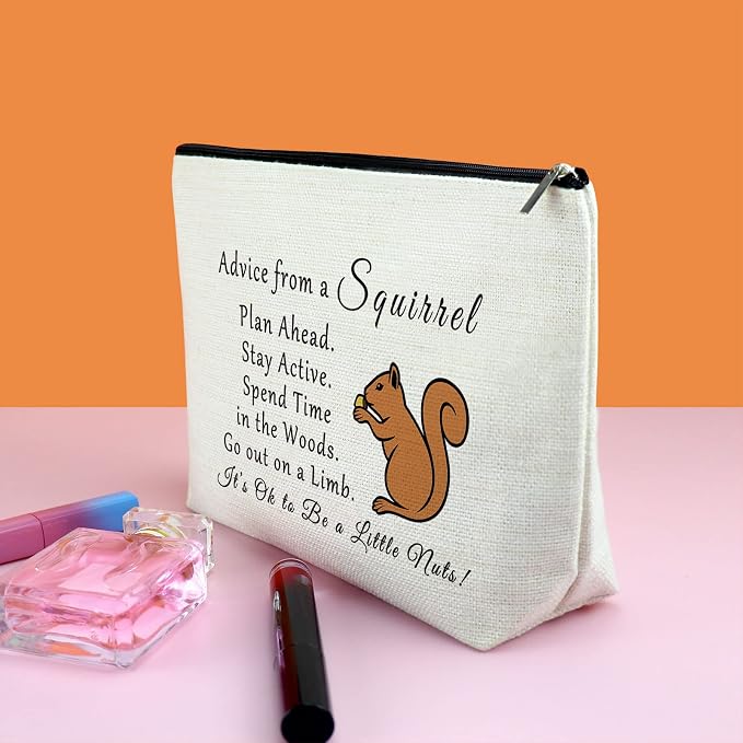 Squirrel Lover Gift for Women Squirrel Gifts for Squirrels Lovers Makeup Bag Nature Lovers for Woman Squirrels Themed Gifts Mom Gift Nature Animal Gift Travel Pouch Birthday Christmas Gift - Image 3