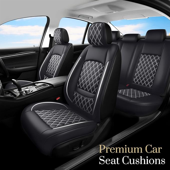For Toyota Corolla Cross 2022-2026 Car Seat Covers, Full Set, Whiteline | Premium Leather Full Coverage Seat Protectors – All-Season, Waterproof, Breathable, Cushioned Comfort & Airbag Compatible - Image 2