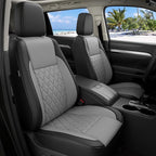 Custom Seat Covers for Toyota Highlander 2014-2019 7 Seats | black grey, faux leather, 2nd row captain chairs, waterproof, breathable, airbag compatible, stain resistant by FEINEPRO