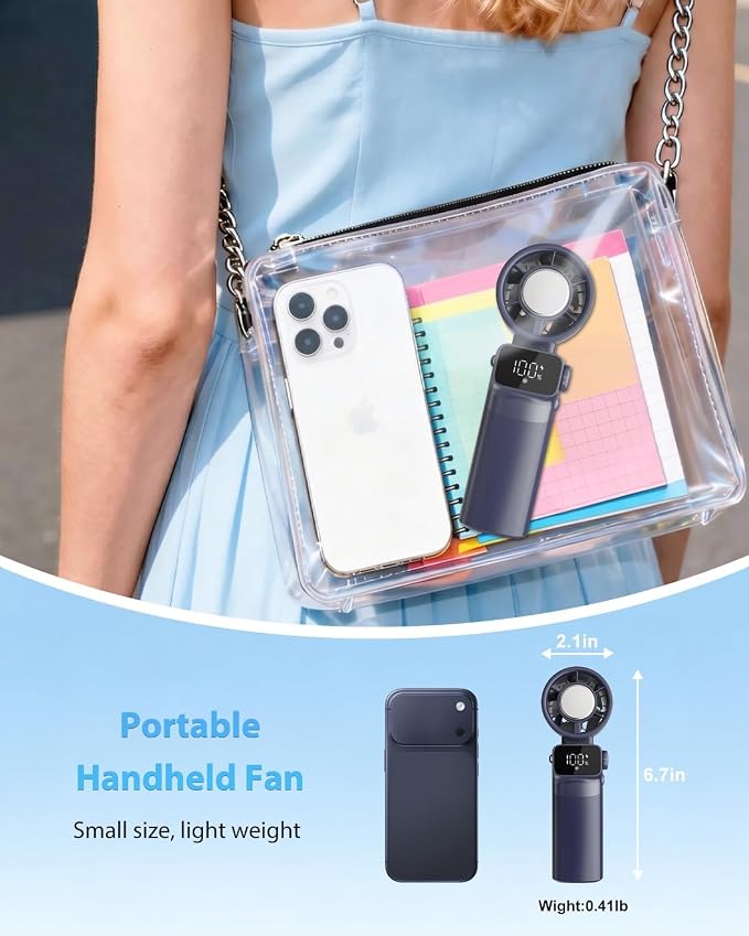 Ouddy Mode Hand Held Fan Rechargeable, Ice Cooling Travel Portable Fan | Up to 13Hrs Foldable Pocket Handheld Turbo Fans for Travel, Camping, Hiking, Beach, Office, Outdoor - Image 7
