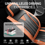 Fit Tacoma Premium Leather Car Seat Covers for Toyota Tacoma 2016-2022 2023 - Waterproof，Breathable，All-Weather Seat Cushion Protecto & Airbag Compatible, 2 Front Seat Orange&Black - Image 2