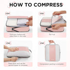 OlarHike 8 Set Compression Packing Cubes for Travel Essentials,Compressible Expandable Space Saver Bags for Organizing Clothes,Luggage Suitcase Garment Bags with Over 1000 pcs Mesh Holes(Pink) - Image 3