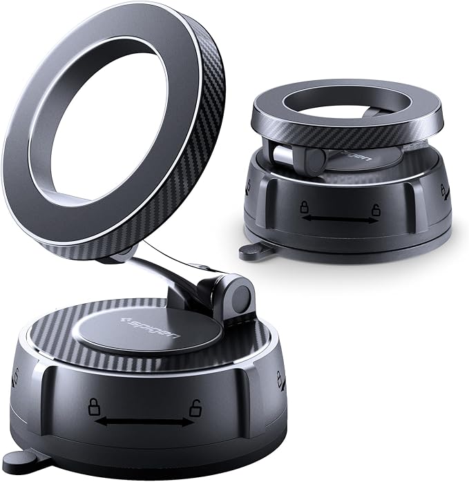 Spigen VacuumLock Magnetic Dashboard Magsafe Car Mount 360° Rotation | 360° Rotation, Strong Magnetic Hold Compatible with iPhones, Galaxy with Magnetic Cases, Pixels with Pixelsnap by Unknown