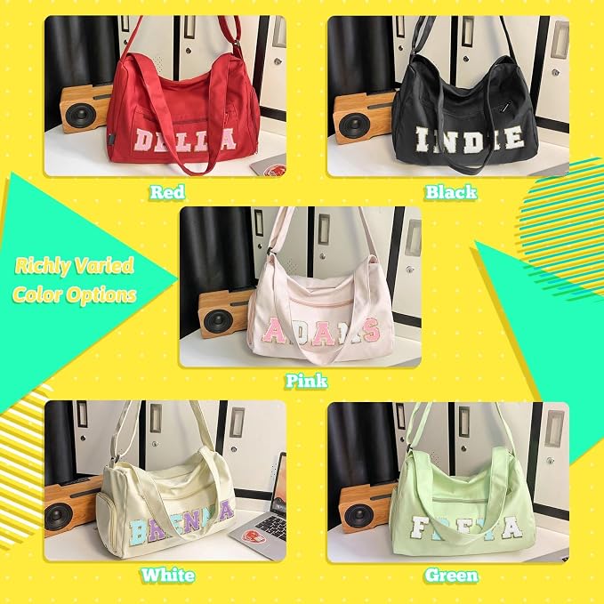 Personalized Name Dance Duffle Bags for Girls Dance Ballet Bag, Cute Travel Duffel Bag, Sport Duffle Gym Cheerleader Bag, Custom Chenille Letter Name Girls Boys Kids (Style 1) - Image 3
