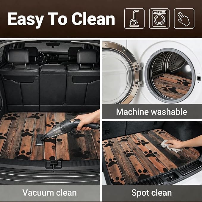 Car Trunk Mat for SUV, 31"x47" Dog Paw Prints Cargo Liner Protector | All Weather Universal Cargo Liners for Dogs, Car Accessory for SUVs/Sedan/Wagons, Durable Non-Slip Washable Rear Cargo Mat - Image 6