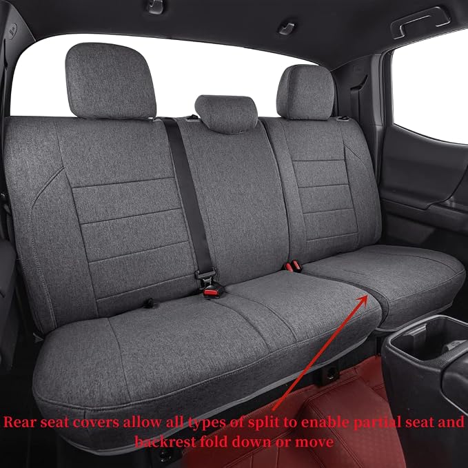 2nd Gen Tacoma Seat Covers Custom Fit for 2012-2015 Toyota Tacoma Double Cab/Crew Cab (TRD Sport Seats),Fully Covered Polyester Truck Seat Protector-Full Set (Gray) - Image 8