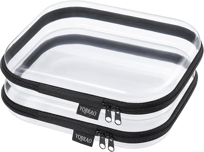 YQBRAO Clear Hard Shell Organizer Set, 2-Pack, Black | Two medium rigid PET organizers for travel, electronics, office supplies and everyday storage by Unknown