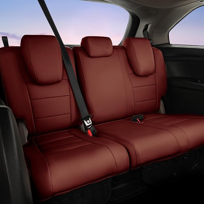 Full Set Car Seat Covers for Honda Odyssey 2011-2017,7-Seater,Faux Leather | for LX Only,2nd Row Captain Seats,Luxury Waterproof Seat Protector,Fit Like A Glove(Wine Red) - Image 3