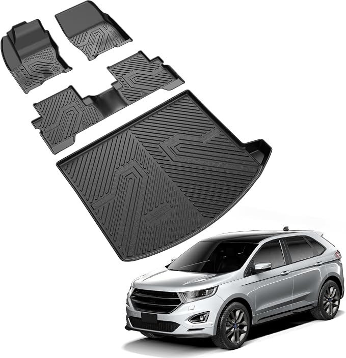LASFIT Floor Mats for Ford Escape 2013-2019 Only Fit with Lower Position | Cargo Liner All Weather Protector TPE Custom Fit Car Floor Liners, 1st & 2nd Row & Trunk Mat Combo Set, 4PCS Black - Image 9