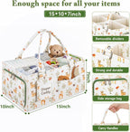 ABOOFAN Baby Diaper Caddy Organizer with Removable Dividers and Handle | Deer Print Felt Nursery Storage Bin, Holds Diapers, Wipes and Newborn Essentials, Portable for Changing Table, Car & Bedside - Image 3