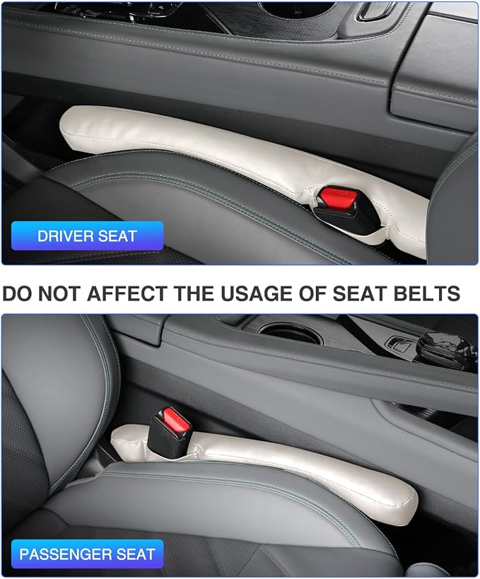 Leather Car Seat Gap Filler Universal for Car Truck SUV to Block The Gap Between Seat and Console Stop Things from Dropping 2 Packs Beige - Image 7