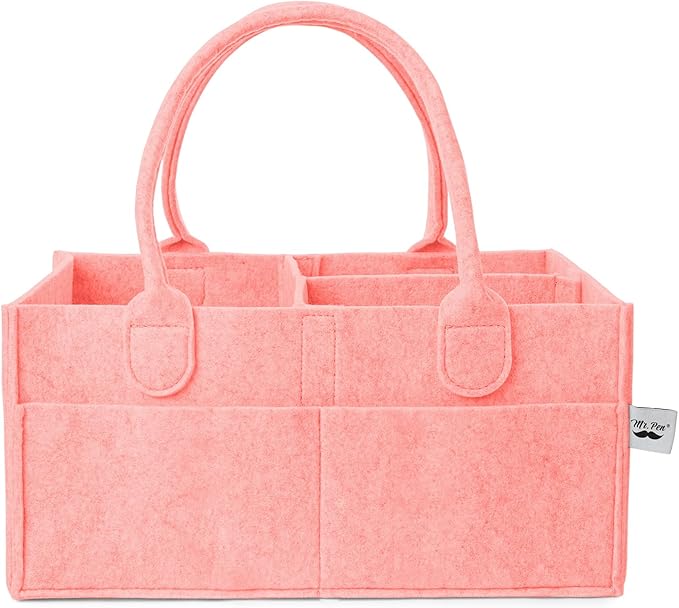 Mr. Pen- Baby Diaper Caddy Organizer, Pink | Nursery Storage Bin and Car Organizer for Diapers and Baby Wipes by MrPen