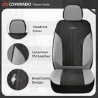 Coverado Leather Car Seat Cover for 2 Seats Front Seat Covers Waterproof Seat Covers 2-Pack Luxury Car Seat Protectors Universal Fit for Most Vehicles, SUV, Truck, Sedan - Image 3