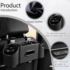 Back Seat Car Organizer,4 in 1 Multifunctional Car Back Seat Storage Box with Drink Cup Holder Tissue Box, for Hold Phone,Snacks, Drinks, Handbag-Black - Image 4