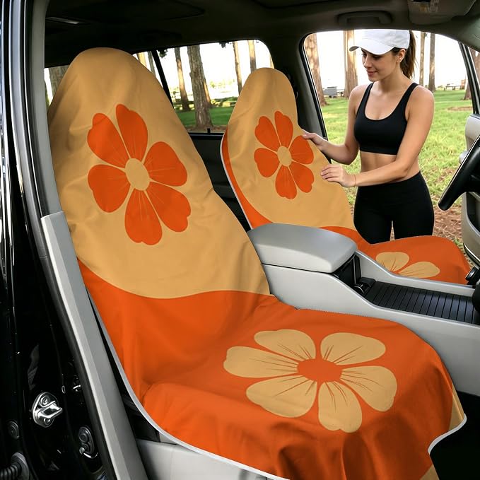 2 Pack Car Towels Seat Cover with Storage Bag, Multifunctional Microfiber Towel for Gym Outdoor Sport Running,Picnic, Beach, Pet Dog Travel,Fits Car SUV Truck (Flora Balance) - Image 2