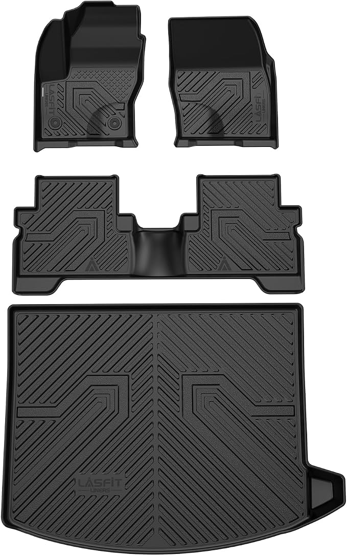 LASFIT Floor Mats for Ford Escape 2013-2019 Only Fit with Lower Position | Cargo Liner All Weather Protector TPE Custom Fit Car Floor Liners, 1st & 2nd Row & Trunk Mat Combo Set, 4PCS Black - Image 8