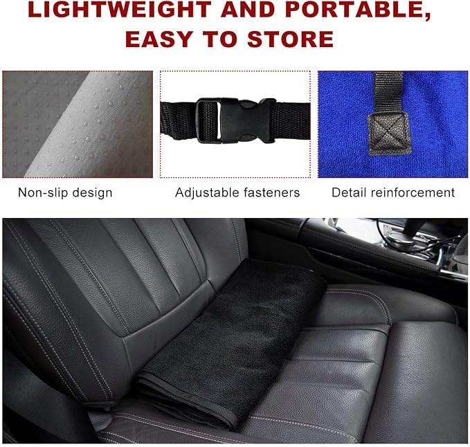 Car Towel Seat Cover, Waterproof Non-Slip Back Seat Protector for Post Gym Workout Beach Hiking, Sweatproof Washable Bucket Seat Protective Cover for Car SUV Truck Sedan (Blue) - Image 5