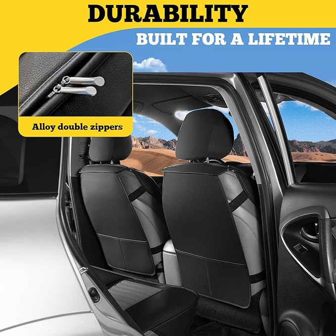 Front Car Seat Covers, Faux Nappa Leather for Sedan SUV, 2 Seats | Waterproof, Breathable and Airbag Compatible, Helps Reduce Slipping, Gray+Black - Image 4