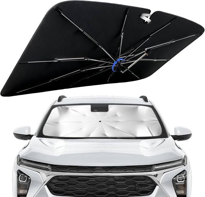 Windshield Sun Shade for Chevy Trax 2013-2026 with 360° Rotating Shaft | Custom Fit Umbrella Sunshade for UV Blocking, Interior Heat Protection, Easy Storage, UPF 50+ Cool Windshield Cover by Lonyaqui